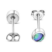6pairs, Abalone Oval Silver Stud Earrings, e345